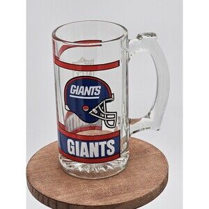 Vintage NFL 12oz New York Giants Glass Beer Mug Approx 5-1/2" Tall Great Shape